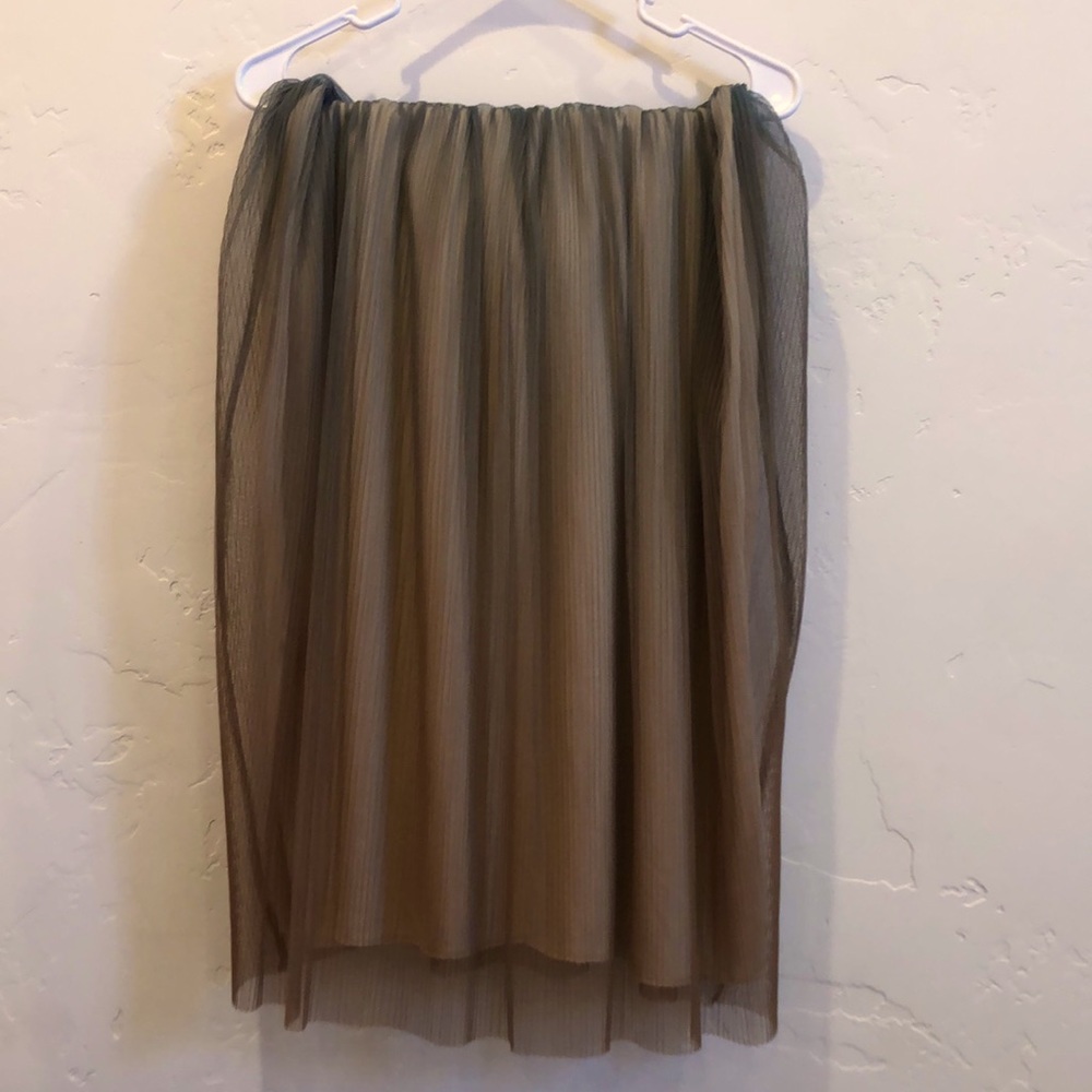 Mermaid Skirt. Teal ombré mesh over a tan/cream colored slip.